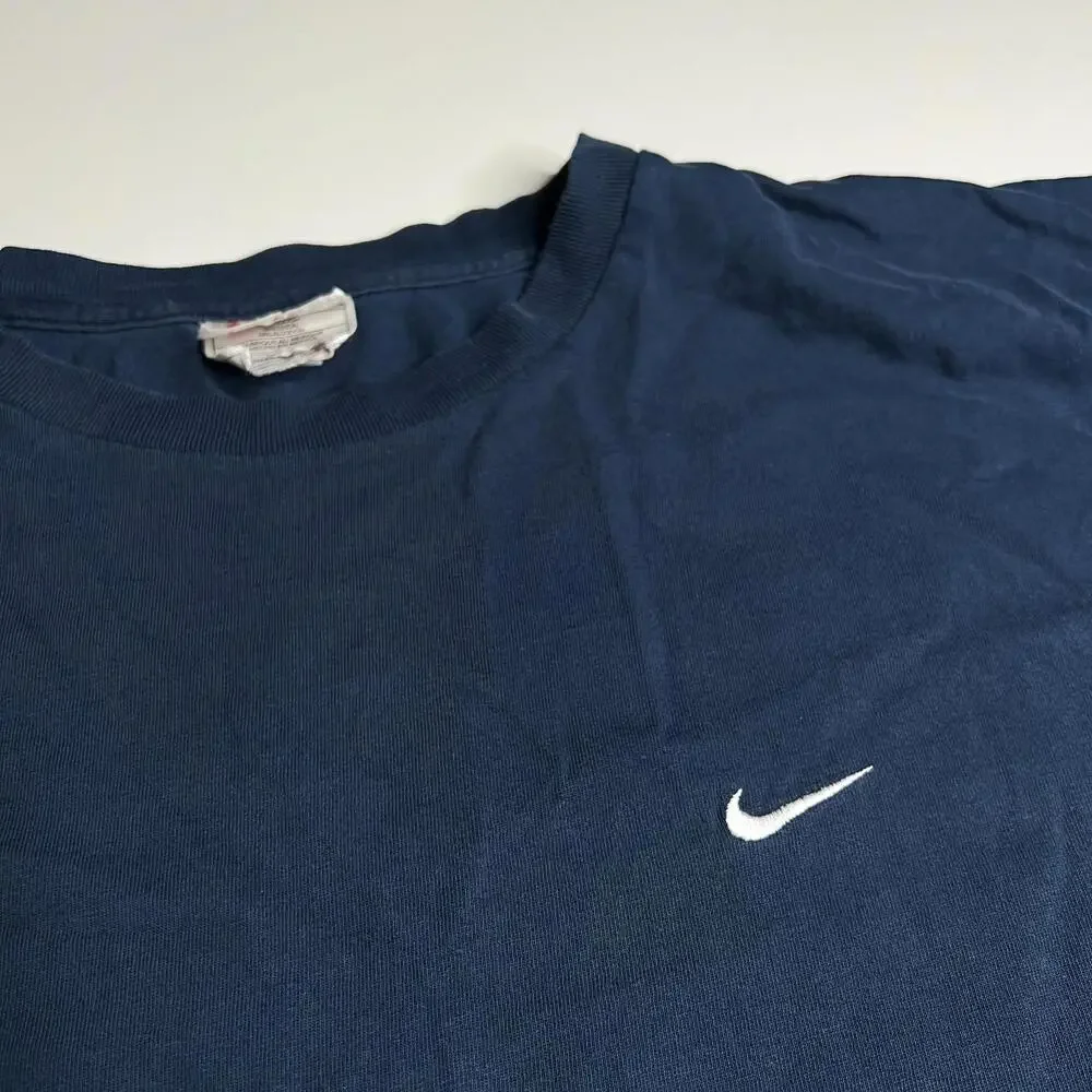 Vintage Nike T-Shirt Blue Swoosh Logo 90s Y2K‎ Men’s XXL Made in Mexico